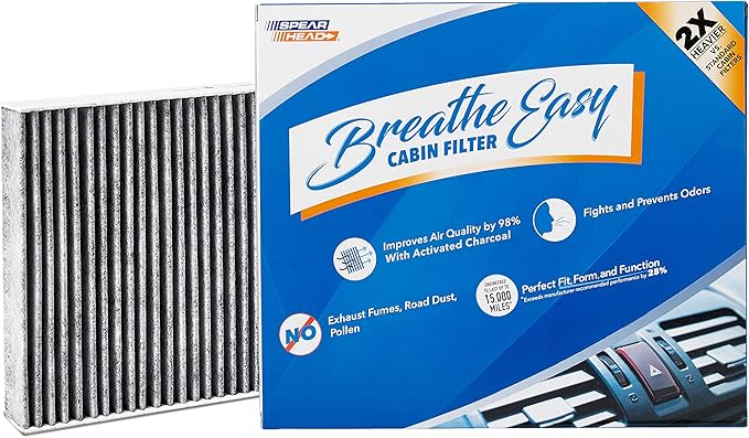 Spearhead Odor Defense Breathe Easy AC & Heater Cabin Filter | Fits 2014-20 Rogue, 2017-22 Rogue Sport Like OEM | Up to 25% Longer Lasting w/Activated Carbon (BE-854)