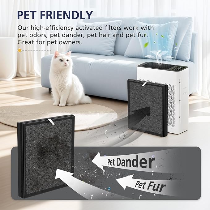 TZ-K2 Replacement Fil-ter Compatible with ToLife TZ-K2 Air Puri-fier for Home Large Room, 3-in-1 HEPA High-Efficiency Activated Carbon TZ-K2-A Fil-ter, 2 Pack