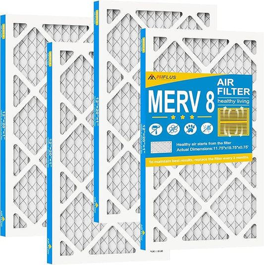 12x20x1 Air Filter,MERV 8,Furnace Air Filter for HVAC,Dust Defense-4packs by MIFLUS