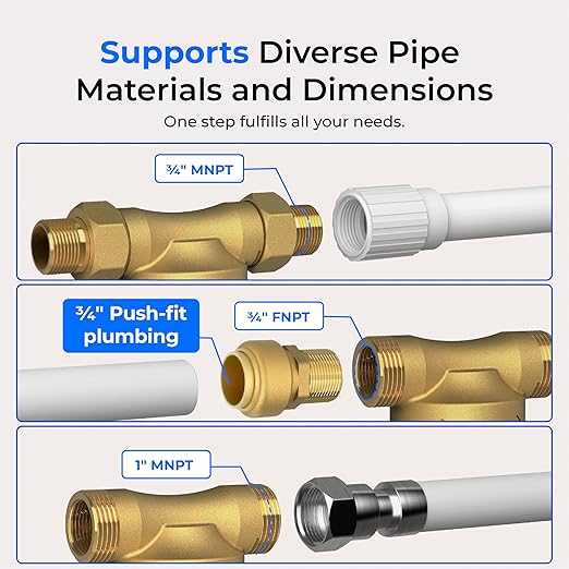 Waterdrop Spin Down Sediment Filter, Backwash Whole House Water Filter System for City/Well Water, 100 Micron+500 Micron, 1" MNPT + 3/4" FNPT + 3/4" MNPT, Traps Sand, BPA Free