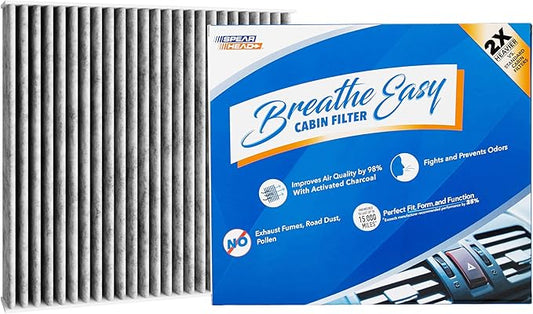 Spearhead Odor Defense Breathe Easy AC & Heater Cabin Filter | Fits 2012-19 Fiat 500 Like OEM | Up to 25% Longer Lasting w/Activated Carbon (BE-924)
