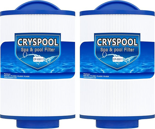 Cryspool® 05011 Hot Tub Filter Compatible with PLAS35 LA Spas, PLAS20, 5CH-203, FC-0303, FL-0303, 20 Sq. Ft Spa Filter Cartridge, 2 Pack