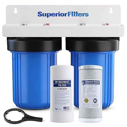 Two (2) Stage 10" x 4.5" Drinking Water Filter System | NSF Certified Water Filters Set | Whole House Water Filter System | Includes Carbon & Sediment Filters.
