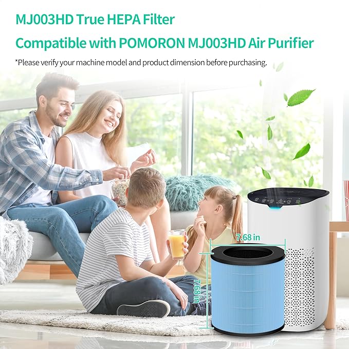 Enhanced MJ003HD Replacement Filter Compatible with POMORON MJ003HD Air Purifier 4-in-1 H13 HEPA and Activated carbon Filters,Mj003hd-RF 2park filters and 10 Aroma Pads