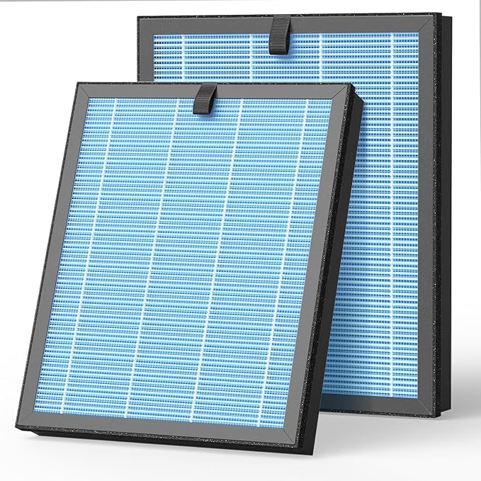 OFFICIAL MJ005H Replacement Filter For POMORON MJ005H Air Purifier, 4 Layers Hepa Filter and High-Efficiency Activated Carbon for Dust Smoke Pet Dander Smell, 2 Pack