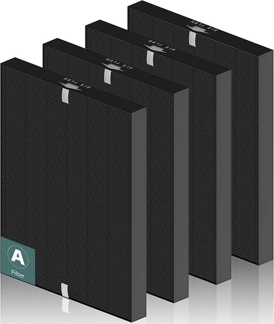 4 Pack 115115 HEPA Smoke Remover Replacement Filter A for Winix PlasmaWave Air Purifier C535 5300 5300-2 6300 6300-2 P300 AM90 9000 5000 5000B C909 9800, H13 True HEPA Size 21 Filter, Black