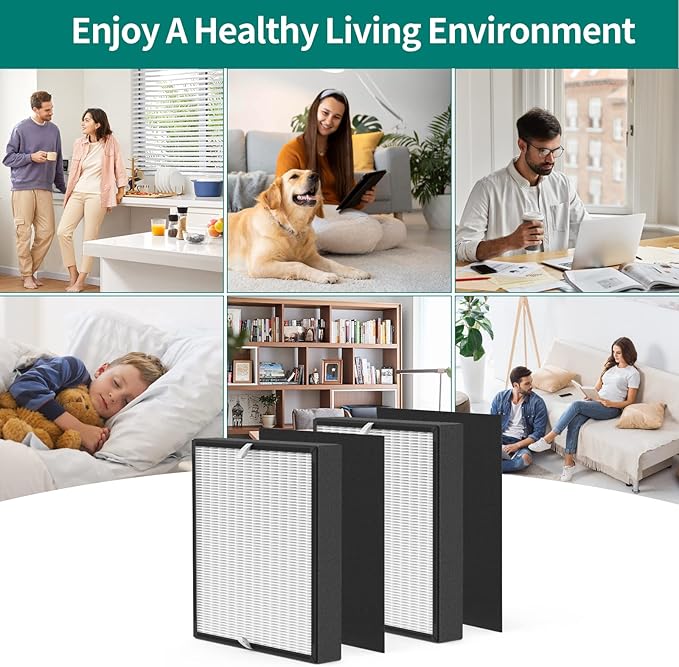 3-Pack BF35 Replacement Filter Compatible with BF35 for BreatheSmart Classic Purifier, 3×2-in-1 Filters + 3×Carbon Pre-Filters