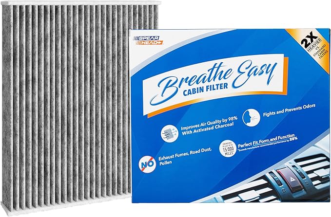 Spearhead Odor Defense Breathe Easy AC & Heater Cabin Filter | Fits Bronco/Sport, Escape, Explorer, Maverick, Mustang Mach-E, Aviator, Corsair | Up to 25% Longer Lasting w/Activated Carbon (BE-772)