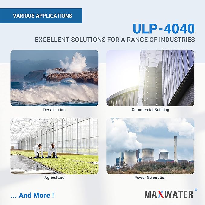 Max Water Reverse Osmosis 4040 Commercial RO Membrane (ULP-4040: 2600GPD) size 4" x 40" good for Industrial, Agricultural, Whole House & more (2)