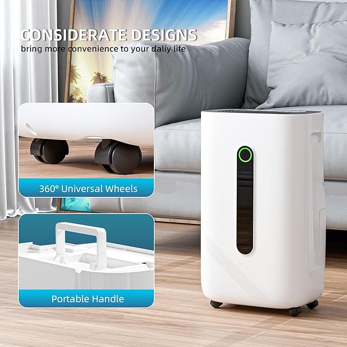 4500 Sq.Ft 70 Pint Dehumidifier for Basements and Home-with Drain Hose,1.7Gallon Water Tank,Intelligent Humidity Control,Dual Protection and 4 Modes,for Large room