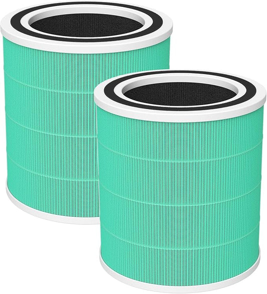 2 Pack AC400 Air Purifi-ers Replacement Filt-er for Purivortex AC400 Air Purifi-er, 3-in-1 HEPA Technology High Efficiency Toxin Absorber Filt-er, Green