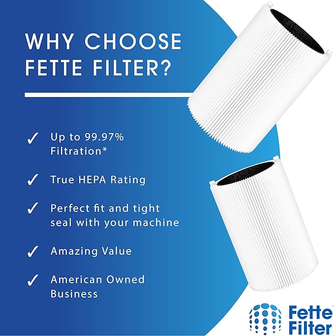 Fette Filter - Replacement H13 TRUE HEPA/Carbon Combo Filter Compatible with Nuwave OxyPure 3XL Air Purifier Models 47501, 47502. (2 Pack)