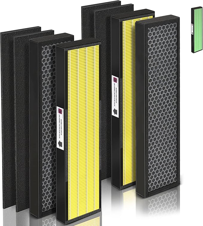 [Pet Care] Uaswpart FLT5000 Filter C Replacement Compatible with Germ-Guardian Filter Replace AC5000E AC5250PT AC5300B AC5350B AC5350W CDAP5500BCA and More, 4x H13 HEPA with Carbon+4x Pre-Filters