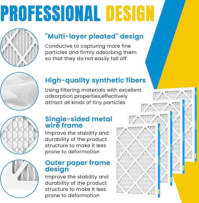 14x20x1 Air Filter,MERV 8,Furnace Air Filter for HVAC,Dust Defense-4packs by MIFLUS