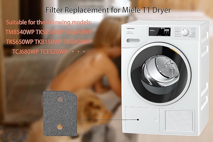 2 Pack 9164761 Miele Dryer Base Filter Replacement for all Miele T1 Heat Pump Tumble Dryers. Foam Filters - Non-Vacuum Compression Packed