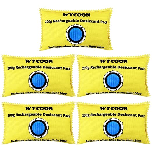 200g Rechargeable Desiccant Pack of 5, Moisture absorbers Bag, Desiccant Dehumidifier bag, Dehumidifier for Home Closets,Gun Safe, and Cars