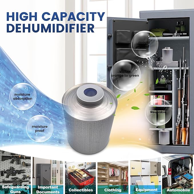 800 Gram Gun Safe Dehumidifier, 6 Pack of 1.77 LBS Rechargeable Dehumidifier Blue to Pink Silica Gel Desiccant Moisture Absorbers, Dehumidifiers for Room, Bedroom, Safe, Closet, Bathroom, Car