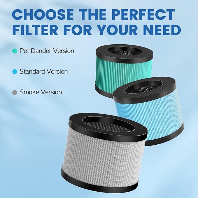 MK-06 TZ-K1 DH-JH01 HEPA Replacement Filter Compatible with Tolife TZ-K1, Compatible with FreAire KN6391, Kloudi DH-JH01, MJ012H and MJ001H Air Purifier (2 Pack Grey-Smoke Version)