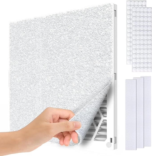 Air Vent Filter Kit - 20" x 100" Cut to Fit Air Filter Materials MERV 8 Electrostatic Media Roll for Home Floor, Ceiling, AC, HVAC, RVC Furnace Vents, With 48PCs Adhesive Hook Tape