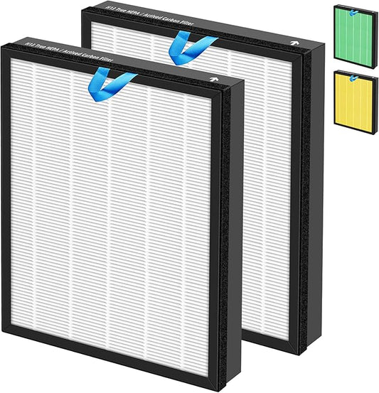 Vital 200S HEPA Replacement Filter for LEVOIT Vital 200S/200S-P Air Purifier,3-in-1 H13 True HEPA High-Efficiency Activated Carbon Filter,Vital 200S-RF,2 Pack,White