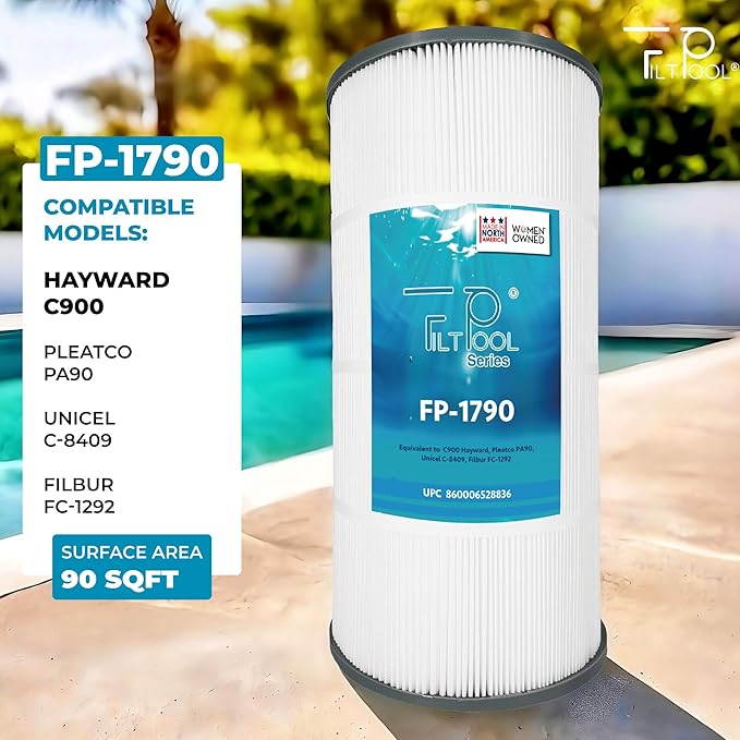 FP-1790 - Pool Filter Replacement for Hayward C900, CX900RE, Pleatco PA90, Ultral-B6, Unicel C-8409, Filbur FC-1292 & Sta-Rite PXC95 Systems - Swimming Pool Cartridge Filter - 1 PC, 90 SQFT