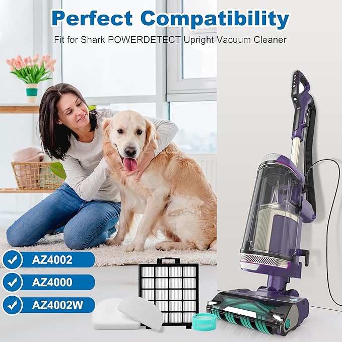 AZ4002 AZ4000 AZ4002W HEPA Filter Replacement Compatible with Shark POWERDETECT Upright Vacuum Cleaner and Shark Powered Lift-Away Heavy Duty Vacuum Suction, 6 Foam, 6 Felt, 2 HEPA, 2 Odor Cartridge