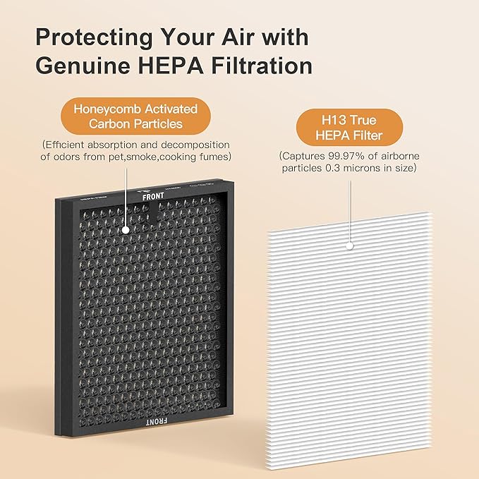 MORENTO 2 Pack HY4866 Genuine Air Purifier Replacement Filter for HY4866 Air Purifier, Original Version