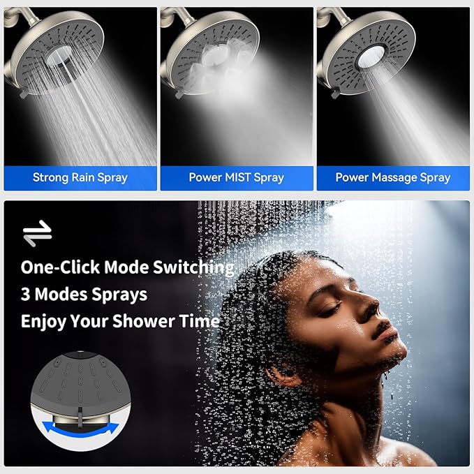 Filtered Shower Head- 8 Inches High Pressure Fixed Rain Showerhead with Filter - filtro para ducha de baño (Blushed Nickel)