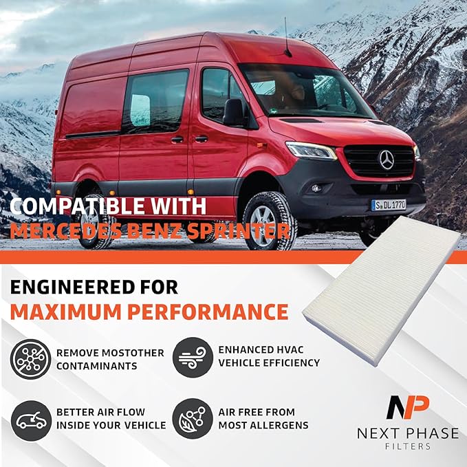 Cabin Air Filter Replacement - Pack of 1 - Made in USA - Compatible with Various Mercedes Benz Sprinter Models - Replaces O.E. A0008354800 and 0008354800