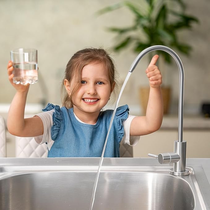 Stainless Steel Drinking Water Faucet, Non-air Gap ro Faucet for Sparkling Water, Cooler Water, Other Reverse Osmosis Water Filtration System (Brushed Nickel 2)