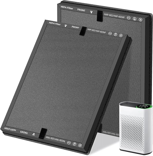 HAP602 Replacement Filter for ECOSELF HAP602/HAP602WF Air Purifier,3 in 1 High-Efficient H13 True HEPA with Acticated Carbon Filtration for Home,2 Pack