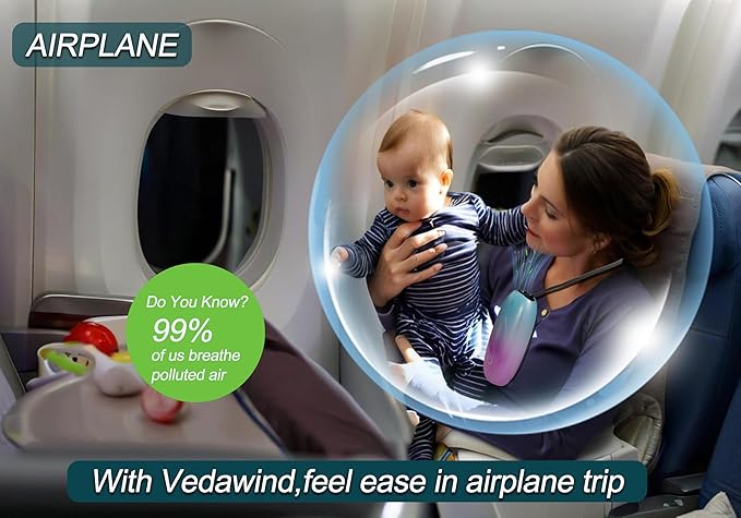 Portable Air Purifier-Wearable Personal Ionizer Necklace,Mini Size, High Gear Negative Ions Generator,Wearable for Travel, Airplane, Office, Outdoor Use, Home Rainbow