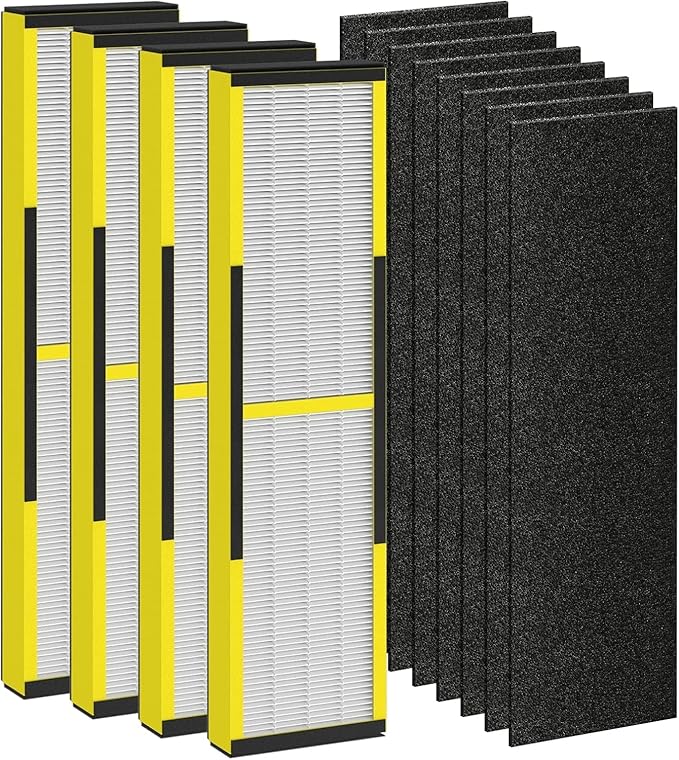 4 Pack FLT4825 Filter Replacement with 8 Pre-Filters Compatible with Guardian Air Purifier AC4825 AC4300 AC4800 AC4900 AC4850,H13 Filter