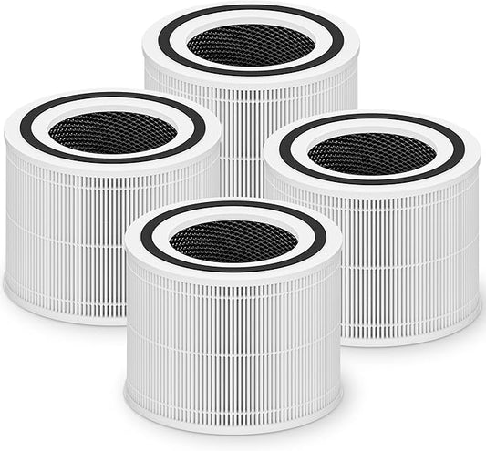 Core 300 Replacement Filter for LEVOIT Core 300 Core 300-P Core 300S Vortex Air Air Purifier, 3-in-1 H13 Grade True HEPA High-Efficiency Activated Carbon, Core 300-RF, 4 Pack, White