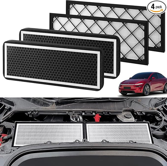 Tesla Model Y Intake Cabin Air Filter HEPA with Activated Carbon, Air Intake Filter Replacement Kit for Model Y 2020-2025 Accessories, Set of 4