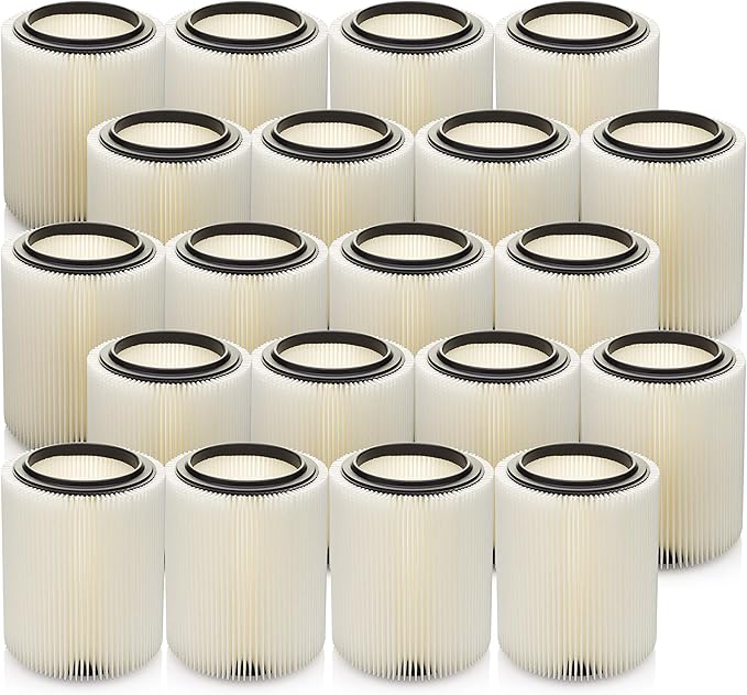 Replacement Filter for Craftsman and Ridgid Shop Vacs Part #s 9-17816, 9-17912 & Part #s VF4000, VF5000, 20 Pack, Deluxe Fine Particle Filter