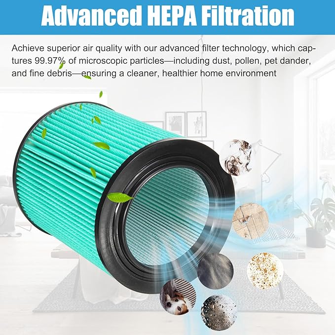 MZY LLC 2 Pack 17912 & 9-17912 Replacement Filter Compatible for Craftsman Shop Vac 5 to 32 Gallon, 3-Layer Pleated 9-17907 Wet/Dry Fine Dust Filter, Part # 17912 & 9-17912