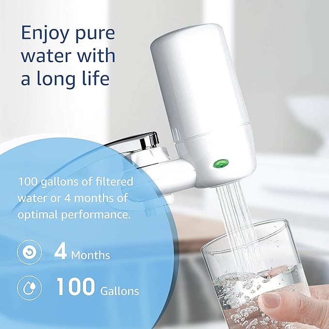 Waterdrop Faucet Water Filter, Replacement for Brita® Filter, 36311 On Tap Water Filtration System, Brita® Replacement Filters, 4-Months or 100 Gallons White (2 Packs)