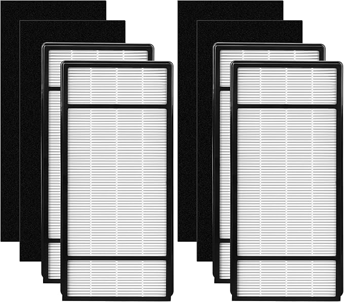 4 Pack HRF-H1 HRF-H2 True HEPA Replacement Filter H Compatible with Honeywell HPA050 HPA150 HPA060 HPA160 HHT055 HHT155 with 4 Pack HRF-B1 Activated Carbon Pre-Filters