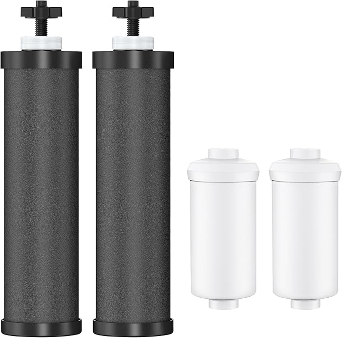 4 Pack Gravity Water Filter Replacement,Gravity Water Filter Replacement for Berkey® BB9-2® Black Filters & PF-2® Fluoride Filters, Compatible with Berkey® Filtration System