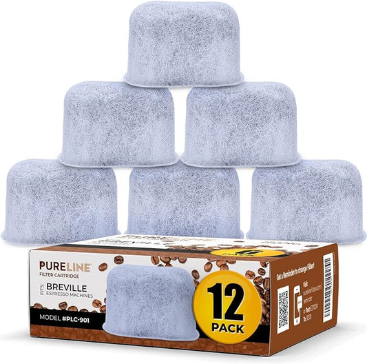 12-Pack Breville Water Filter BWF100 Replacement by Pureline, Compatible with Breville Espresso Machine