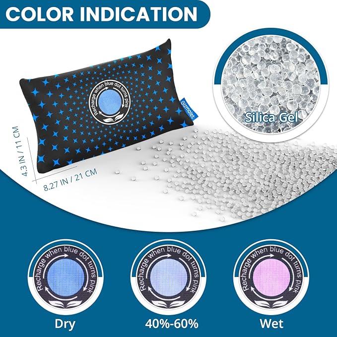 500g [1.1 lb]Rechargeable Car Dehumidifier, Fast Microwave Reactivated Desiccant Packs for Storage Gun Safe Car Basement, Large Moisture Absorbers for Closets Luggage Drawer and Valuables