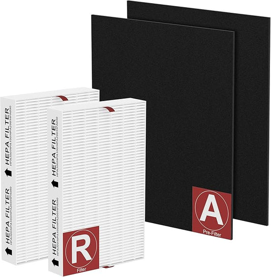 HPA200 Replacement Filter for Honeywell Air Purifi-er HPA200, HPA201, HA202, HPA204, HPA250, HPA5200, 2 R Filter and 2 Activated Carbon Pre-Filter A, 2 Pack