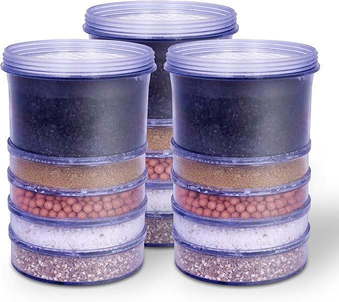 5-Stage Replacement Mineral Filter Cartridge for Countertop & Water Coolers. 5 layers of filtration & mineralization. Removes granular impurities to provide a brilliant sparkle in water (Set of 3)