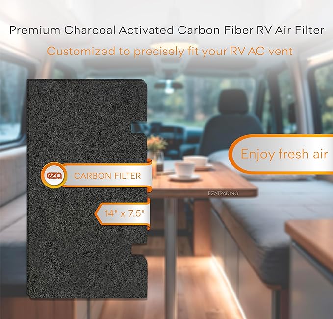 RV Premium Charcoal Activated Carbon Fiber Air Conditioner Filter - Air Duct AC Carbon Filter Replacement for RV AC Vent (6 Pack, 14" x 7.5")