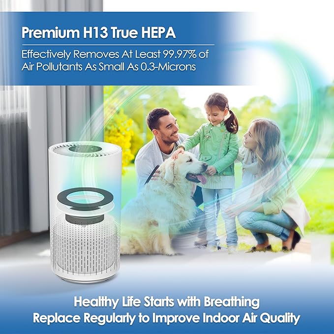 VK-6067B Filter Compatible with Vremi Air Purifier Filter Replacement VRM010685N and Hokeki Air Purifier Filter Replacement for VK-6067B with 3-Stage H13 True HEPA and Activated Carbon Filters, 3-Pack