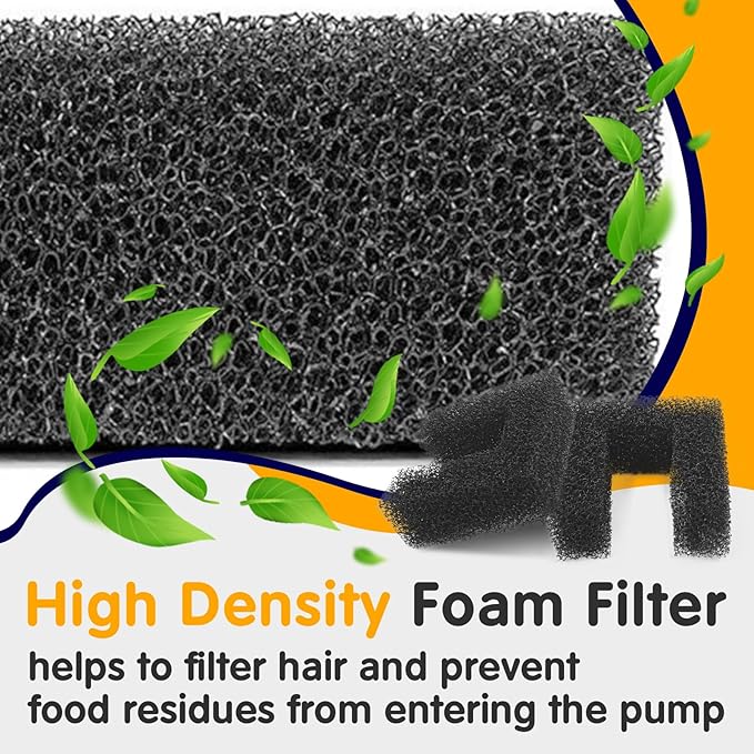 12-Pack Cat Water Fountain Foam Filters - Pet Filter Replacement for 135oz/4L and 118oz/3.5L Dog Drinking Fountain - Universal Black