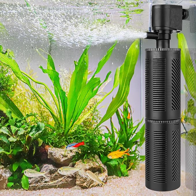 hygger 30-70 Gallon Submersible Aquarium Power Filter in-Tank Filtration with Aeration for Saltwater and Freshwater Fish Tank Internal Filters 264 GPH