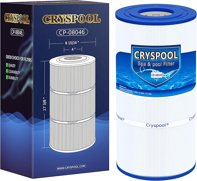 Cryspool® 08046 Filter Compatible with Hayward C900, CX900RE, C-900, PA90, Posi-Clear PXC-95, C-8409, Ultral-B6, PP-B6, FC-1292, 90 Sq. Ft Pool Filter Cartridge, 1 Pack