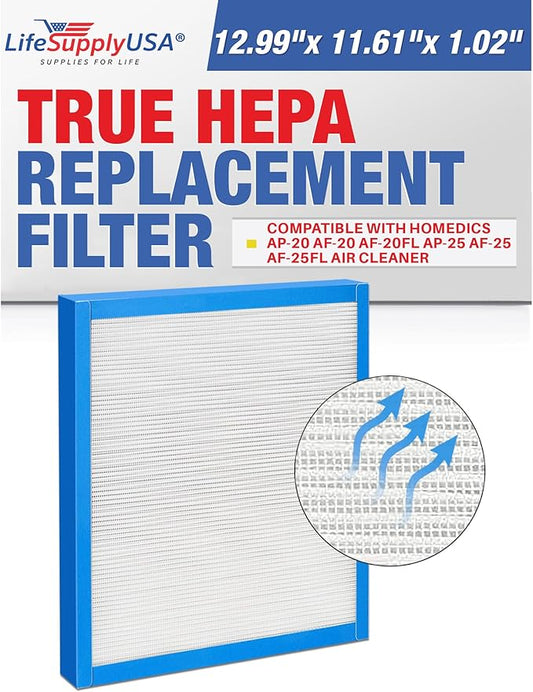 True HEPA Filter Replacement Compatible with HoMedics AP-20 AF-20 AF-20FL AP-25 AF-25 AF-25FL Air Purifier (1-Pack)